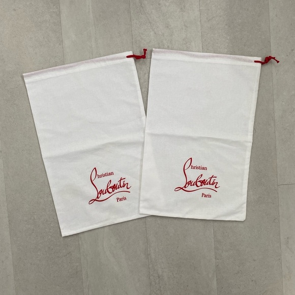 BRAND NEW! Set of 2 - Christian Louboutin White Drawstring Shoe Dustbags - Picture 2 of 6